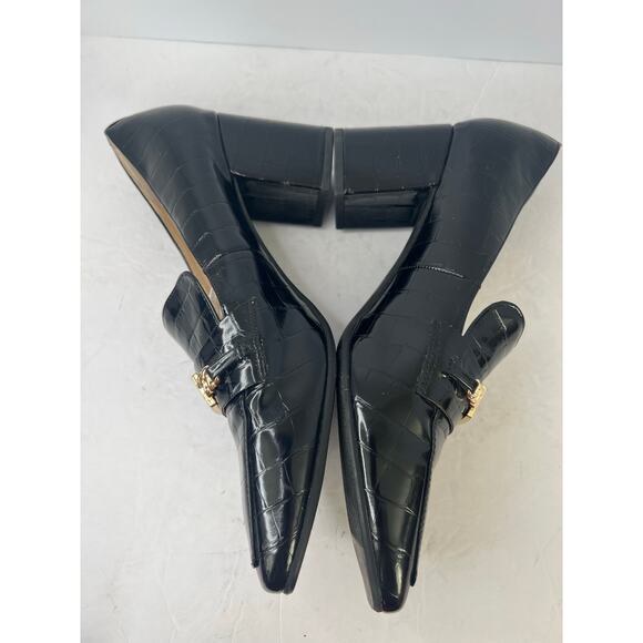 Liz Claiborne Melba Black Vegan Croc Embellished Block Heel  Slip On Pumps 11M - Picture 4 of 12